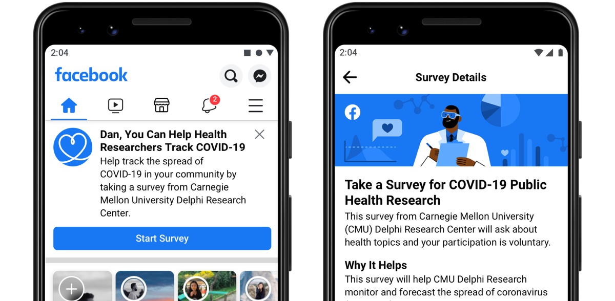 Facebook and Carnegie Mellon launch survey to track Covid-19