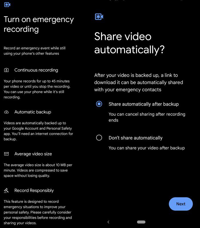 Pixel phones can automatically record and upload video in an emergency